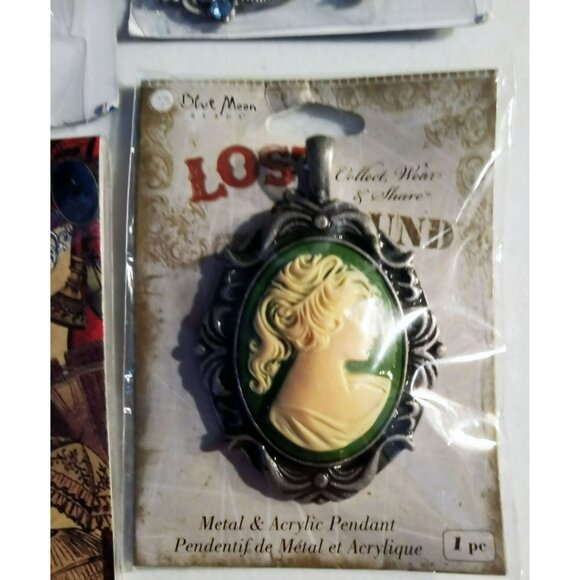 Pendant Lot Darice Blue Moon Acrylic Silver Zinc Victorian Style Jewelry Making - Picture 5 of 14